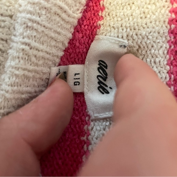 Aerie striped terry cloth sweater open back - Picture 3 of 3